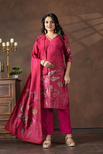 Premium Floral Print Kurta Pant Dupatta Set for Women | Festive Ethnic Wear