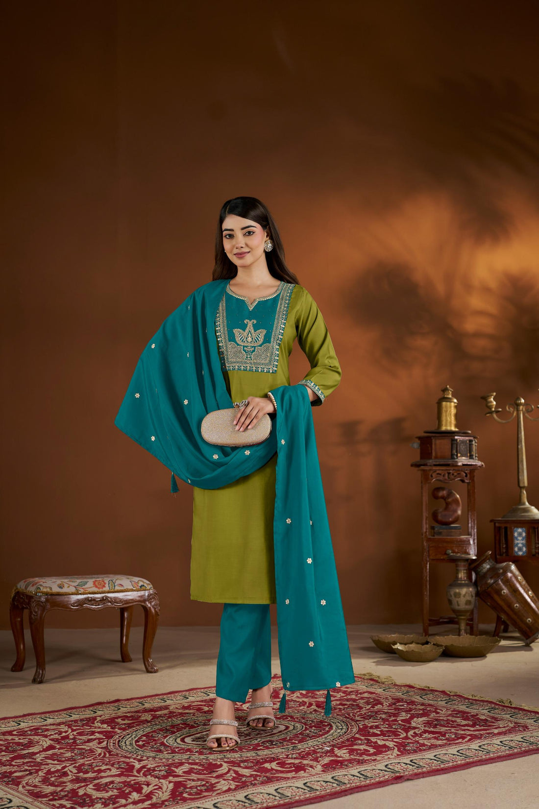 Embroidered Premium Kurta Pant Dupatta Set for Women | Festive Ethnic Wear